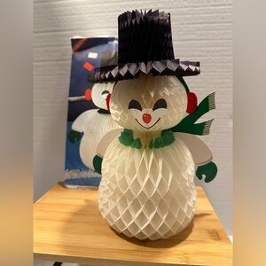 Vintage Honeycomb Snowman, Made In Denmark, Christmas  Party Decor, Centerpiece